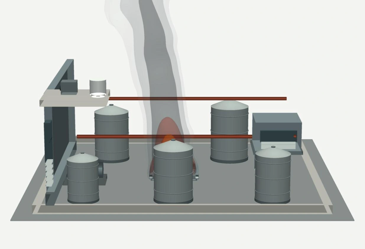 Aligned three-dimensional reconstruction of the fire scene