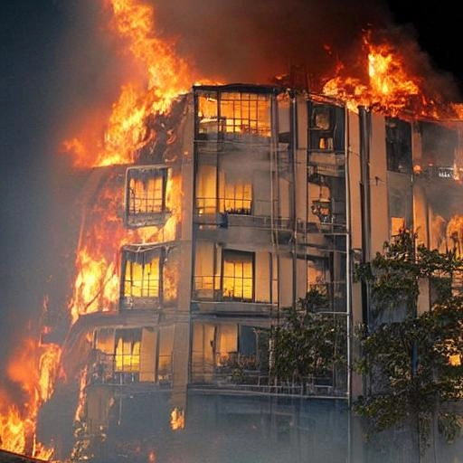 Building fire photograph from the Real Fire Events panel in Figure 1 of the paper