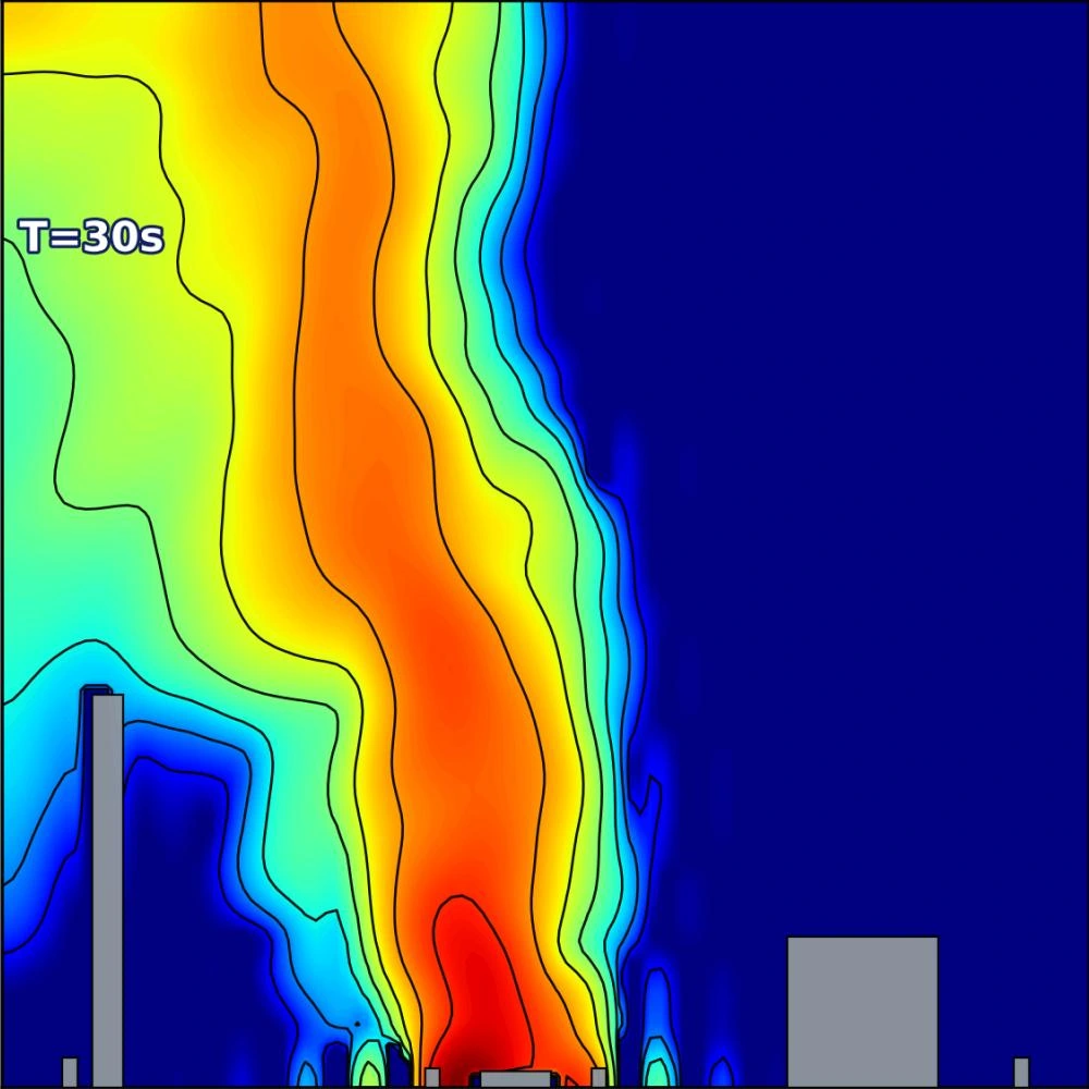 Soot density field from the aligned fire simulation